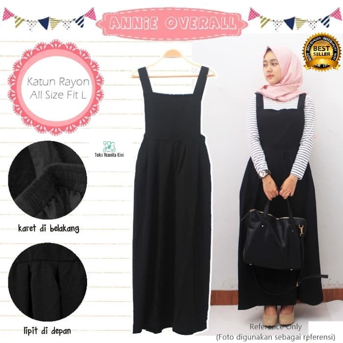TERBARU       ANNIE OVERALL HITAM PEACH GREEN MAROON / DRESS / WANITA / BAJU KODOK