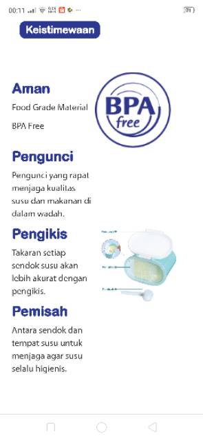 Baby Safe MC002 Milk Powder Container Tempat Wadah Susu Bubuk 800 ml