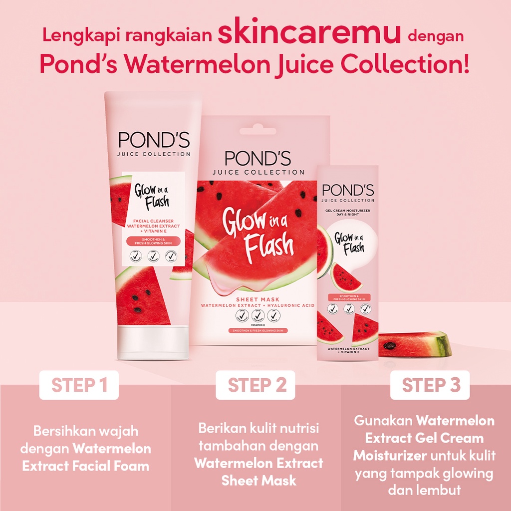 Ponds Juice Pelembab Muka Moisturizer Watermelon 100% Free Alcohol W Vite&amp;Hyaluronic 20G