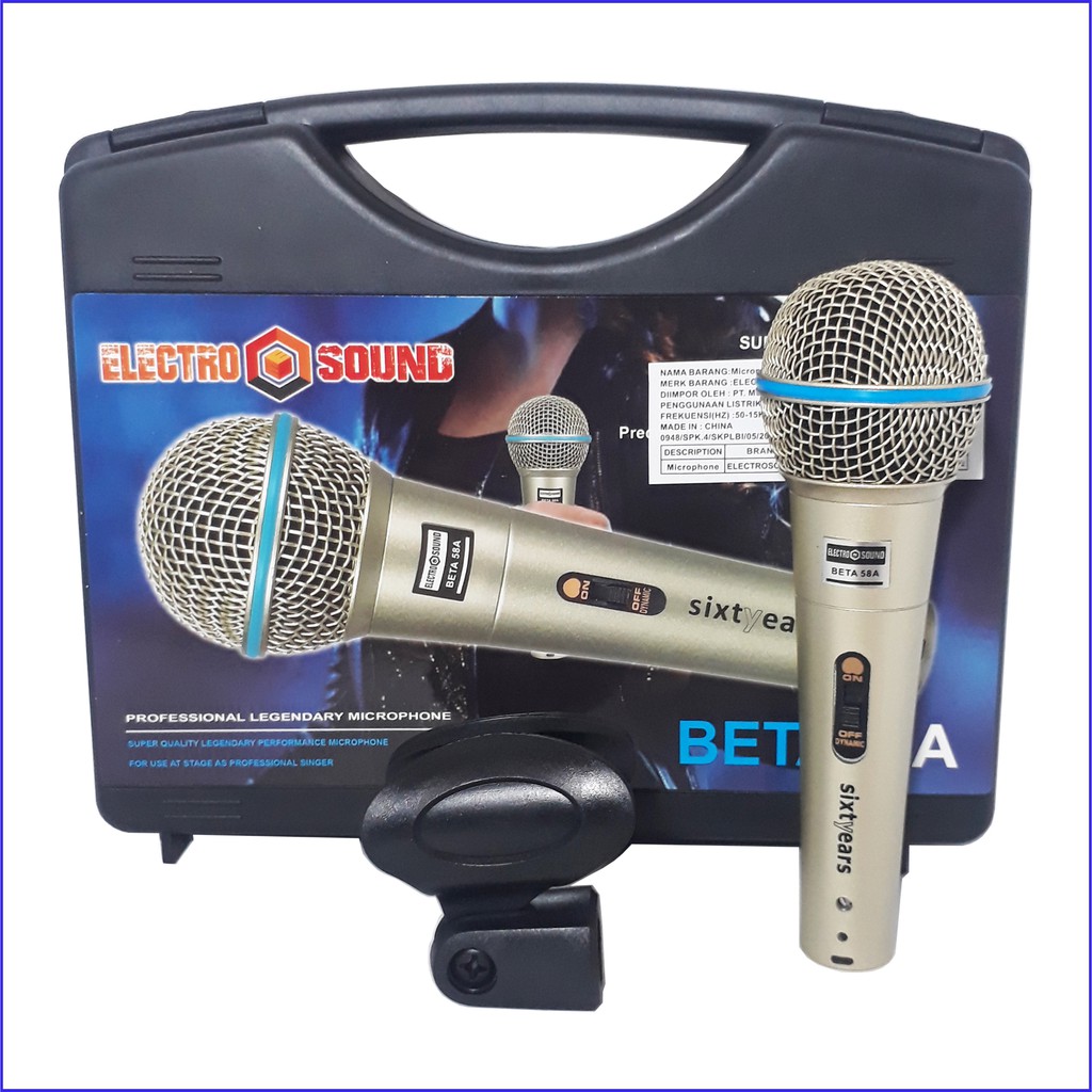 Microphone Electro Sound BETA 58 Sixtyears Mic Koper Switch On/Off Mikrofon Karaoke