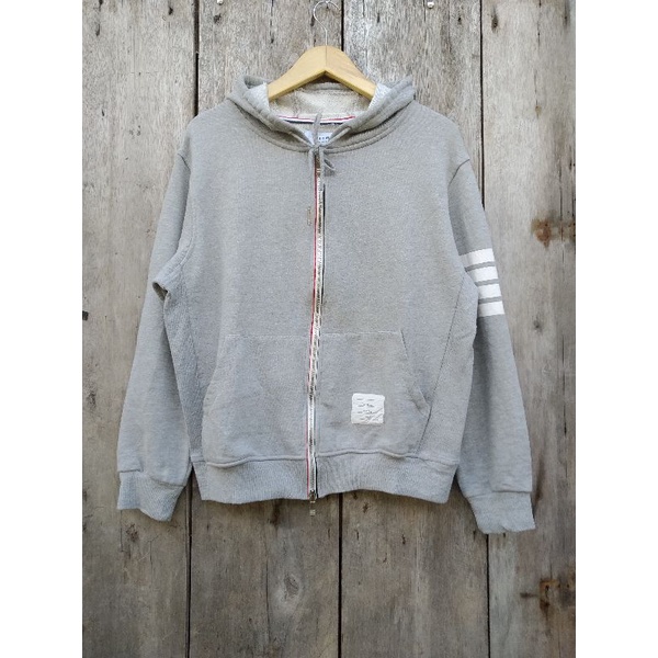 zip hoodie thom browne 4 bar grey oversize fit m second original