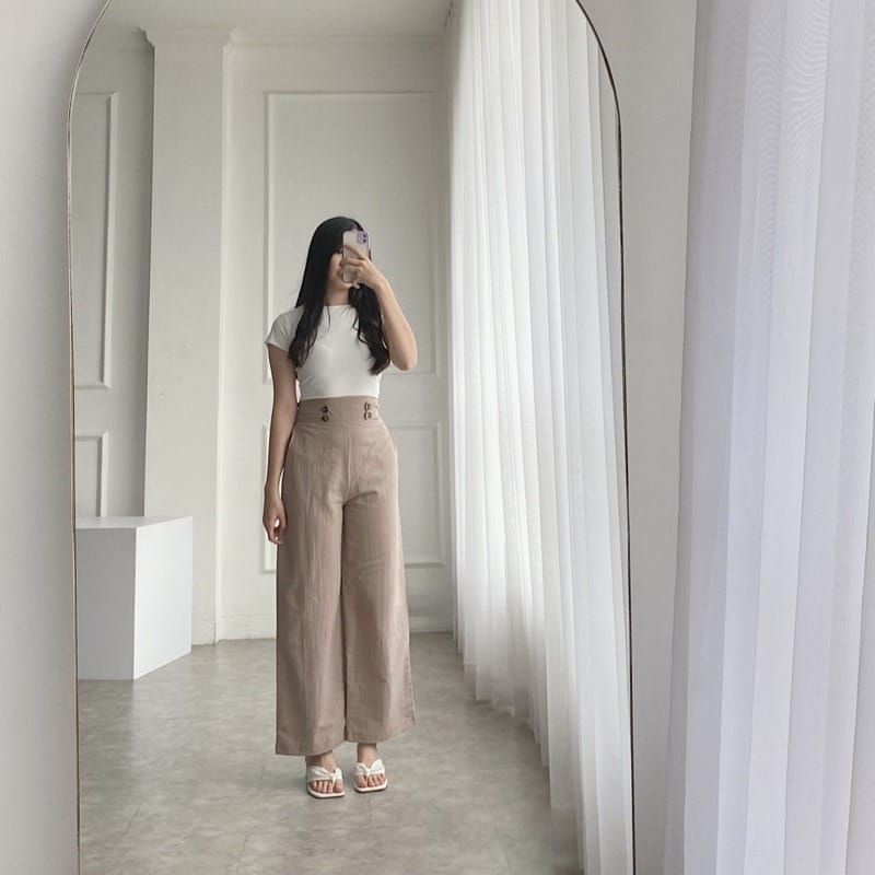CELANA KULOT WANITA HIGHWAIST DOUBLE BUTTON
