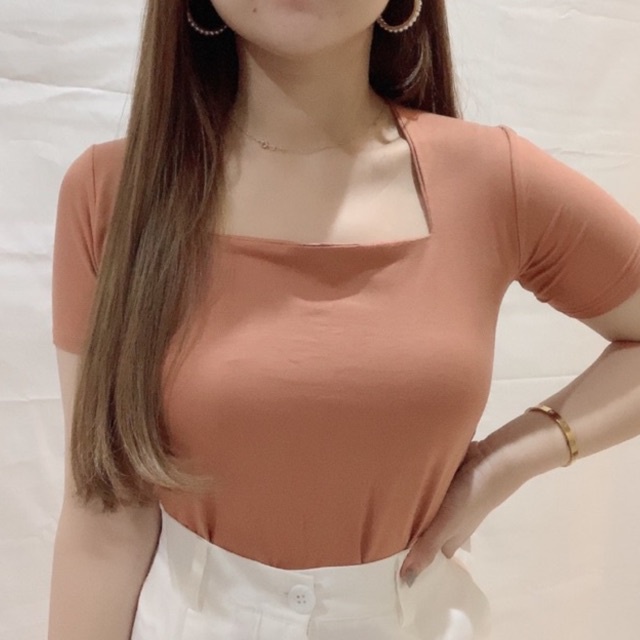 Premium SquareNeck Top | Front Double Layer | Blouse Polos Atasan Wanita | Maimon Grosir