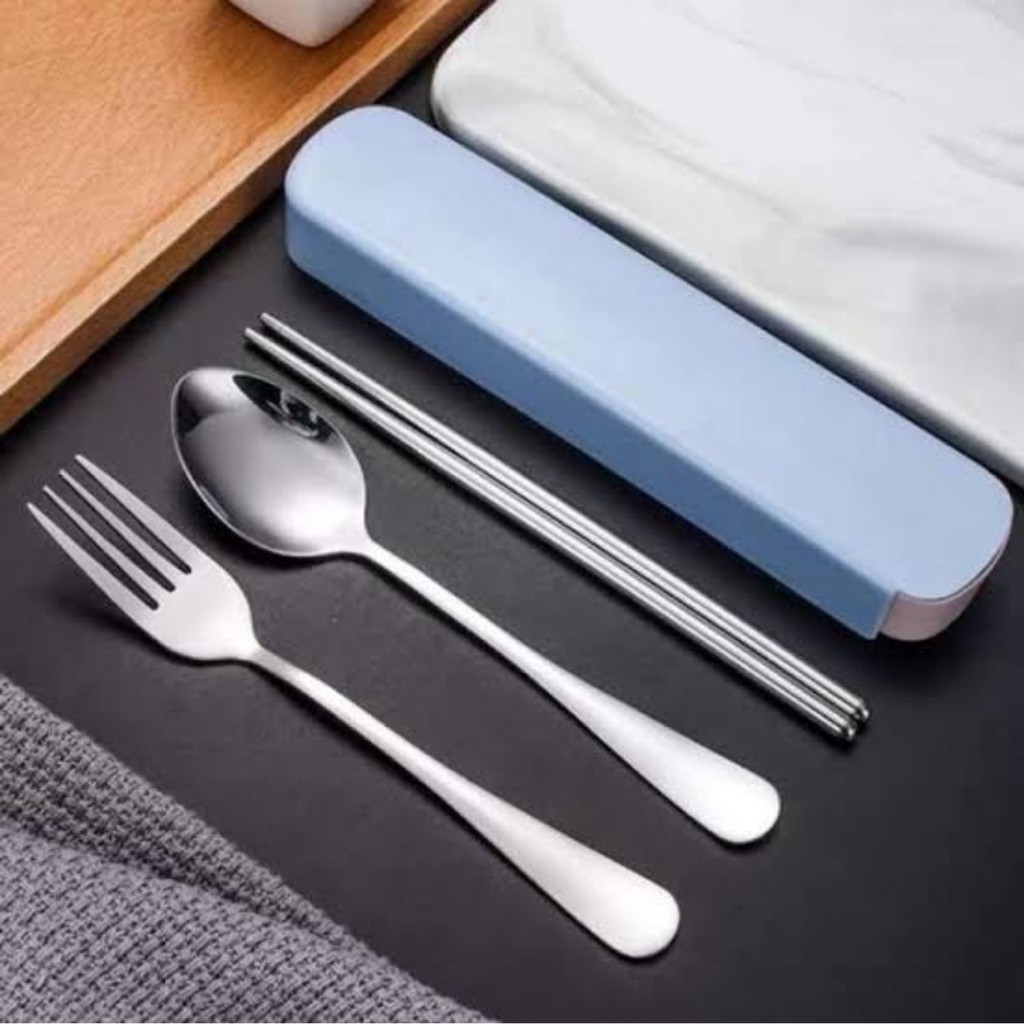 Set sendok Garpu Sumpit Alat Makan Stainless Steel Food Grade