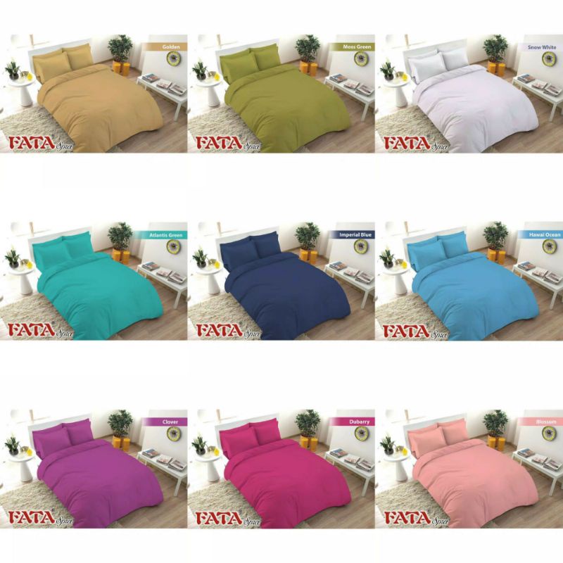 SATU SET BEDCOVER 180X200 FATA POLOS / BEDCOVER SET 180X200 FATA JACQUARD POLOS NO 1 / BED COVER