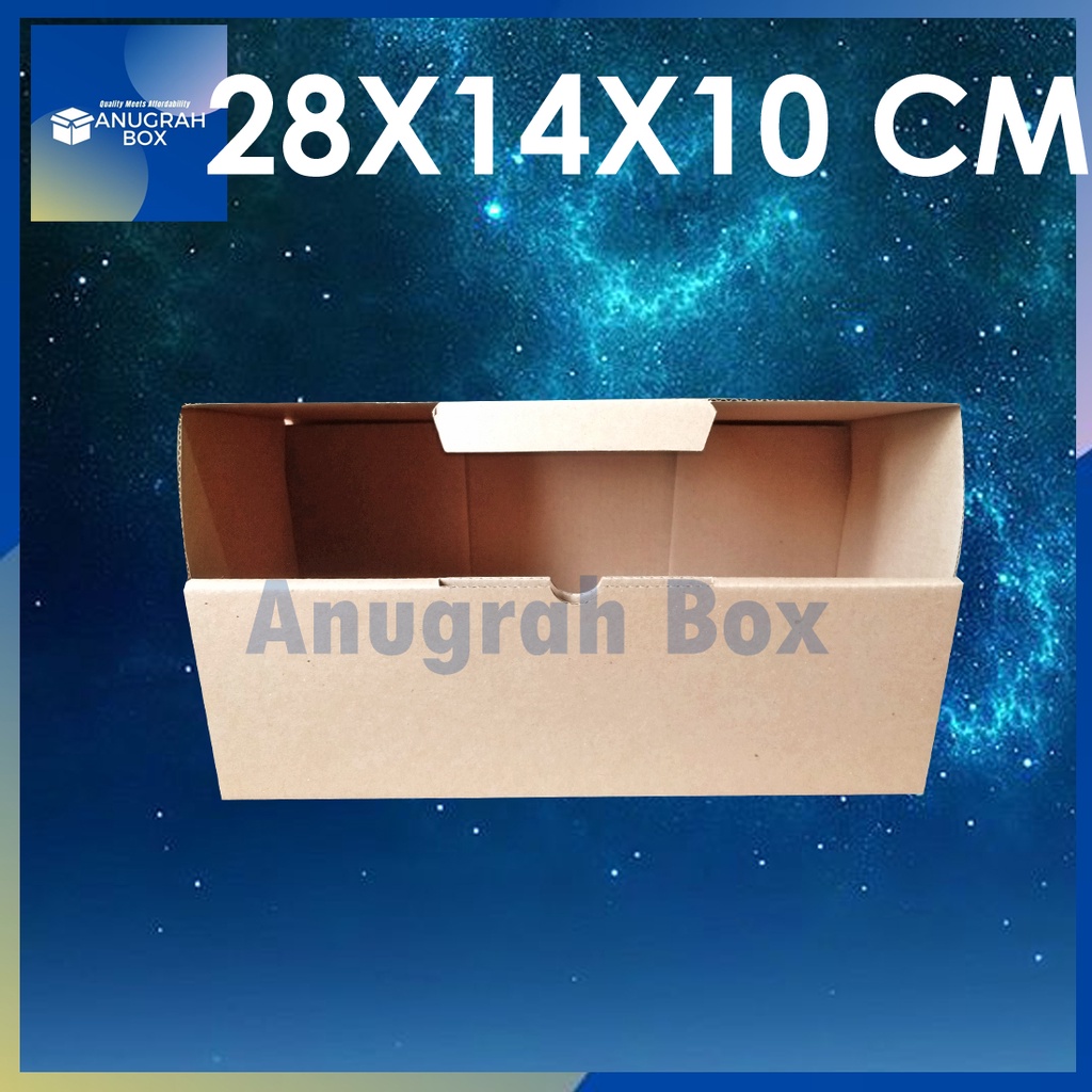 

Kardus Dus uk 28x14x10 cm (ECER) Die Cut Box Kotak Packing Aksesoris Baju Makanan Pizza Hijab Kue