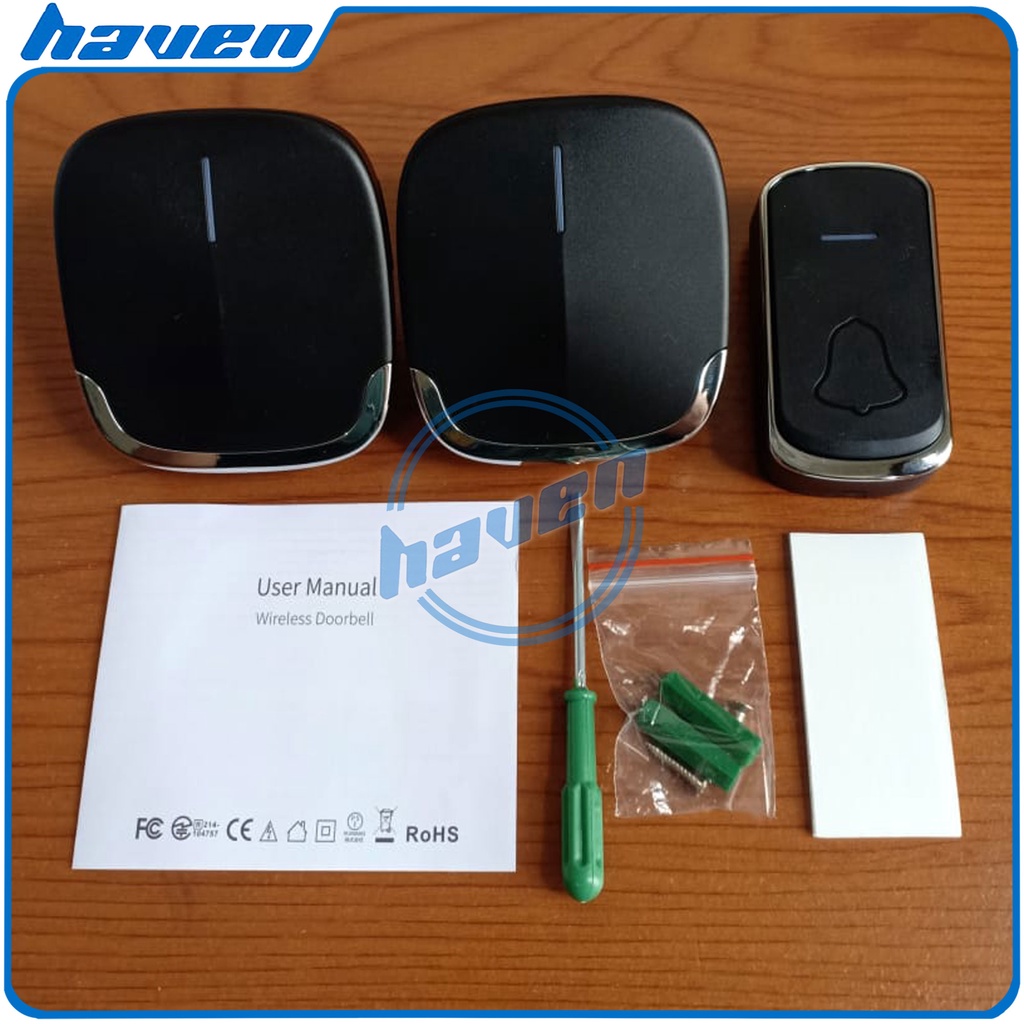 Bel Rumah Wireless Door Bell Waterproof Pintu Bell 2 Receiver