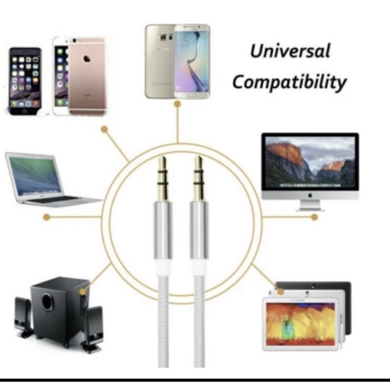 Kabel Audio AUX Jack 3.5mm Panjang 1.5m 150cm HP Android Samsun Speaker Mobil cable Musik Spotify
