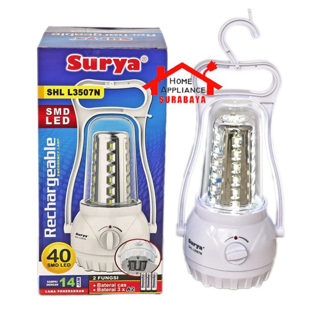 Surya Lampu Emergency Petromak SHL L3507N SMD 40 LED with Dimmer Switch Rechargeable 14 Hours