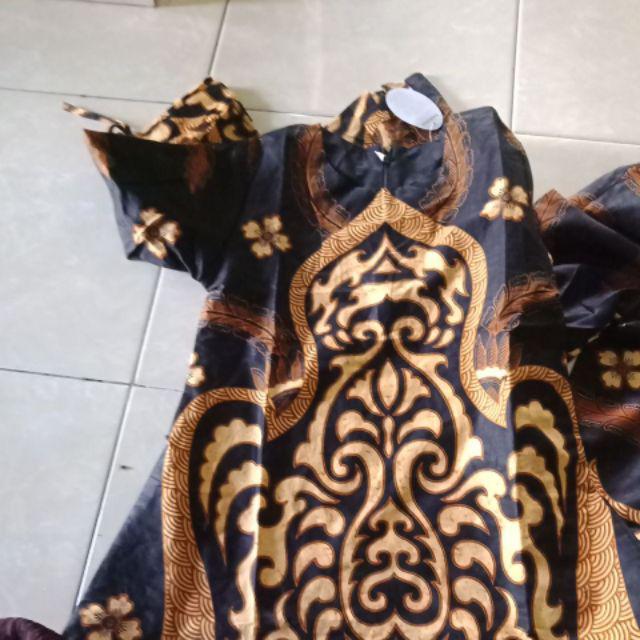 Batik Aksen Atasan Kerja Casual Batik Modern Wanita Peplum Kombinasi Embos Tanpa Lengan Panjang Solo