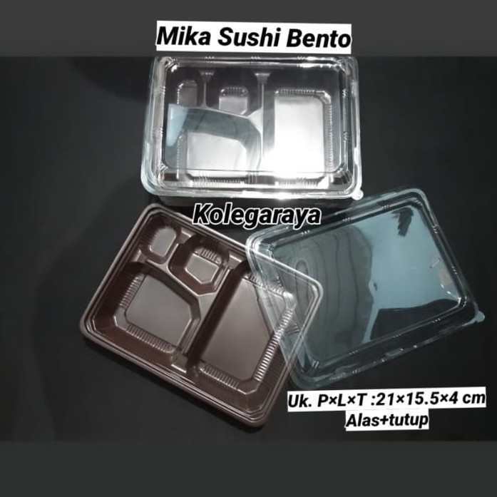 Mika Bento 4 Sekat Mika Sushi bento Bahan Plastik FoodGrade Isi 25PCS