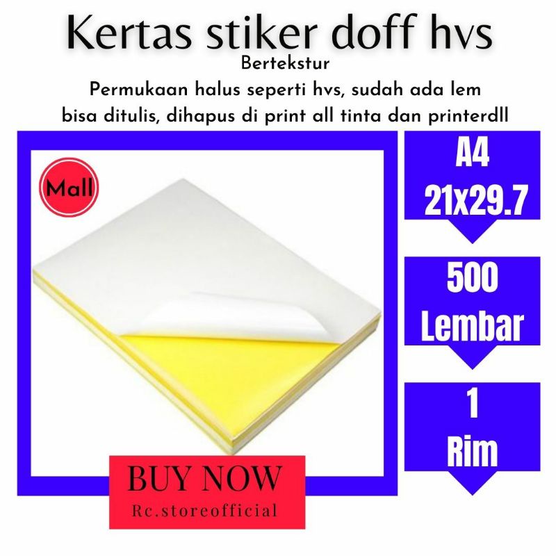 

[ 500 Lembar A4 hight quality ] kertas stiker doff