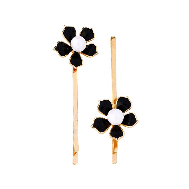 LRC Jepit Rambut Fashion Drip Oil Flower Set With Pearl Hairpin F5786X