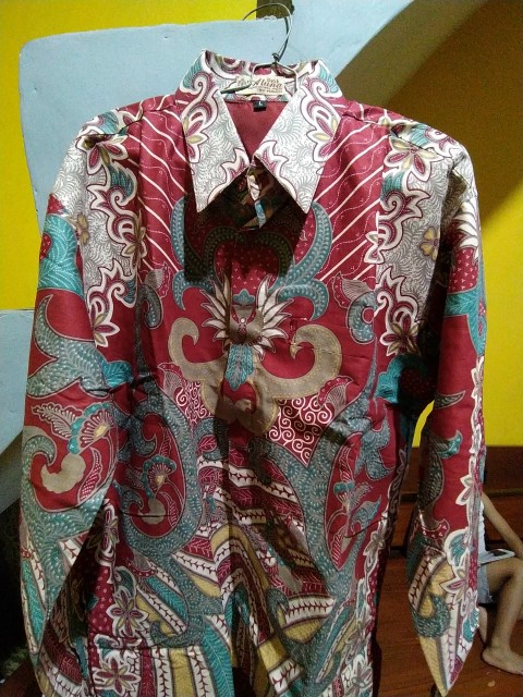 Atasan Kemeja Batik Katun Pria Lengan Panjang Premium Hem Batik Cowok Original Asli Solo Pcw 014