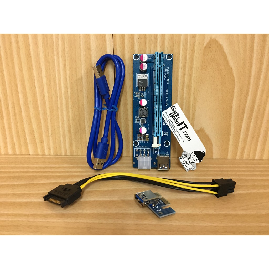 Slot Extra PCI-E Riser 1x to 16x SATA Power USB 3.0 60cm For Bitcoin Miner