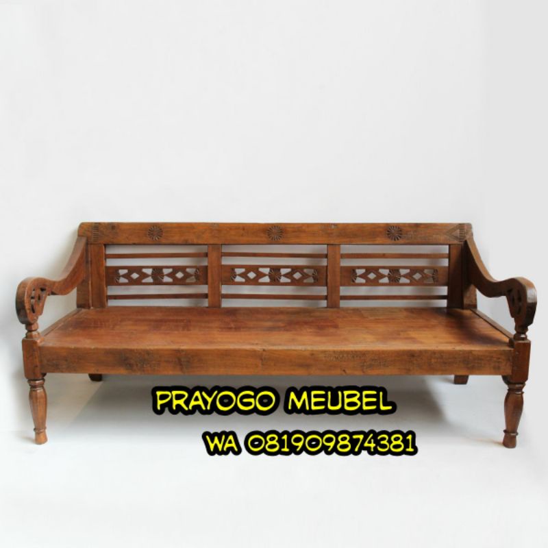 Kursi risban jati kuno vintage - bangku jawa - bale bale minimalis - kursi tamu - kursi teras