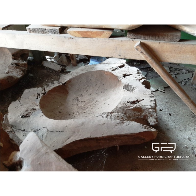 Wastafel Kayu Jati Fosil 80 cm