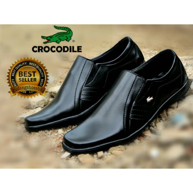 Sepatu Pria / Sepatu Kulit / Sepatu Formal / Sepatu Pantofel Crocodile Black