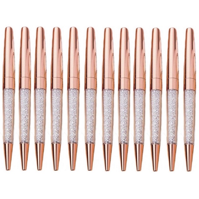 

4 pcs/lot Rose Gold Diamond Bling Pens Pulpen untuk sekolah / kantor