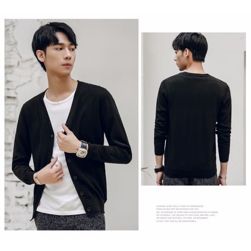 fashion Cardigan Rajut Knitting Tangan Panjang Pria - Alvin