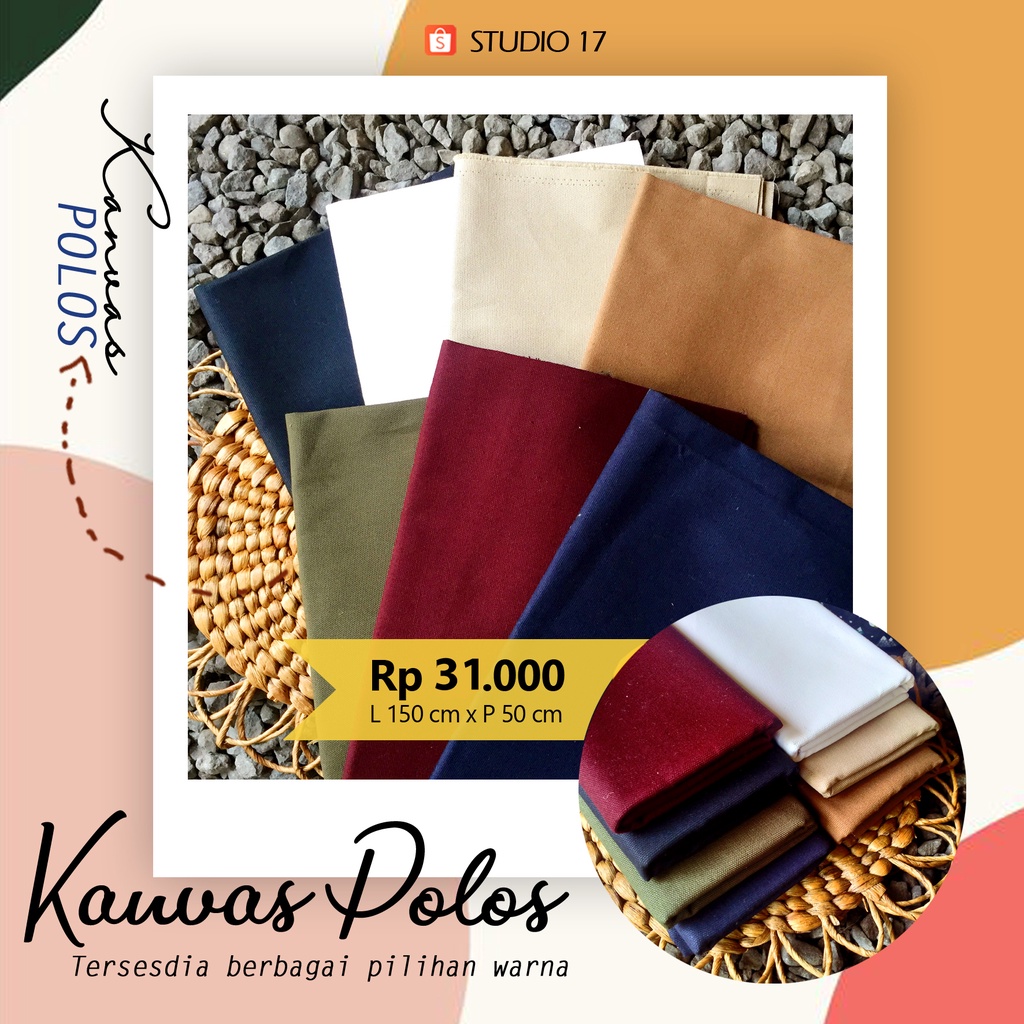 Kain Kanvas Katun Polos Tebal 12oz Size 150cm x 50cm