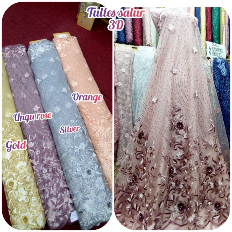 Kain Tile 3d Mutiara Tile Mutiara Tile Bordir Tile Kebaya Shopee Indonesia