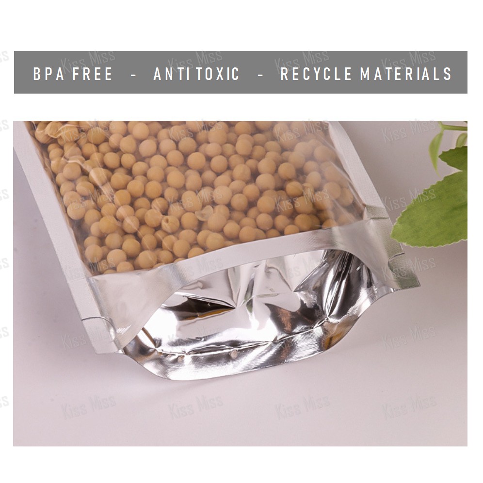 PAKET SAMPLE SILVER standing pouch - glossy - kemasan makanan - snack - aluminium foil - keripik - kopi - biji