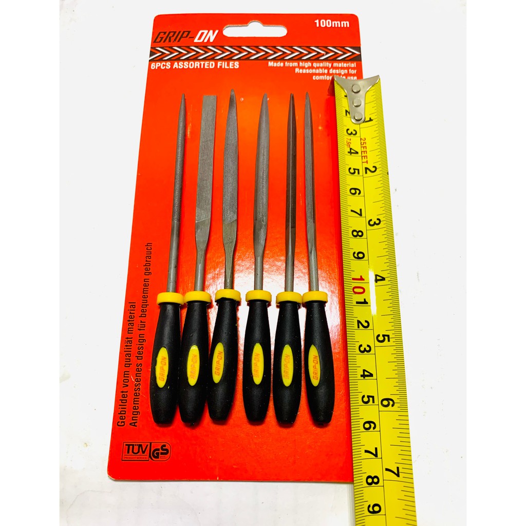 Kikir Grip on 6 pcs Kikir Besi Set Kikir Bulat Segitiga Kikir Gergaji Setengah Bulat Pendek Panjang