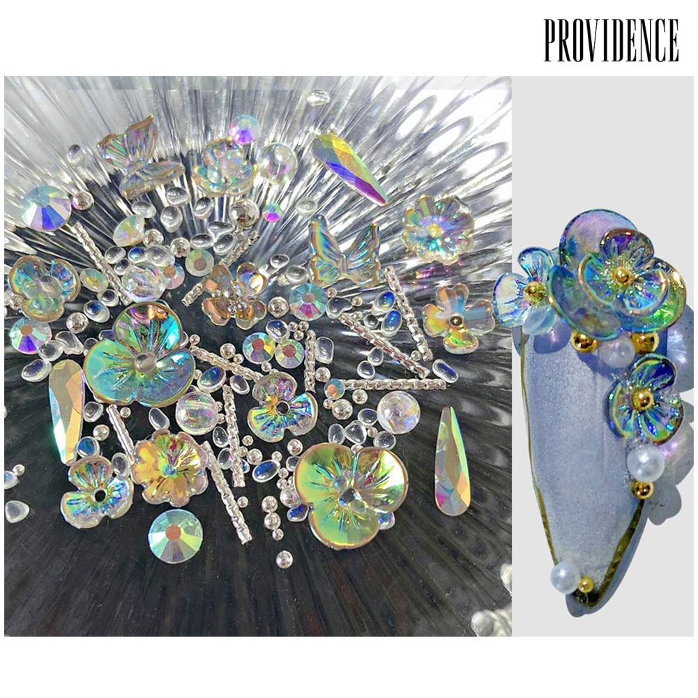 BUTTERFLY Providence Ornamen Kristal Imitasi Holografik Motif Bungakupukupu Untuk Dekorasi Manicurenail Art