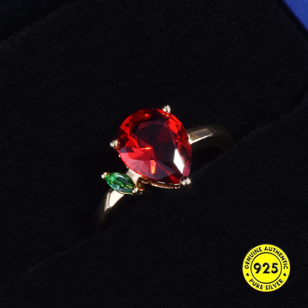 Cincin Ruby Lapis Emas 18k Model Terbuka Dapat Disesuaikan