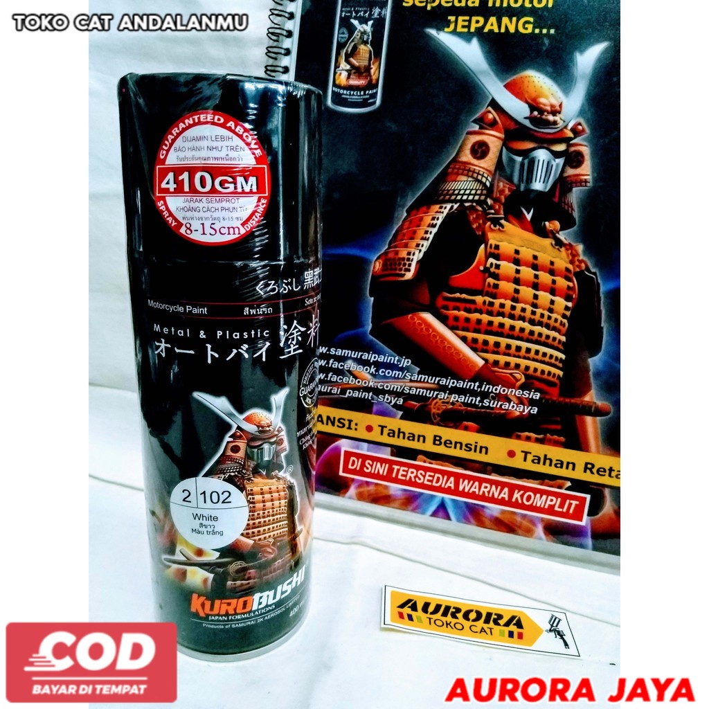 Pilox Pylox Samurai White 102 Putih Mengkilap Biasa Standart Standat Standar Solid Solit Cat Mobil -