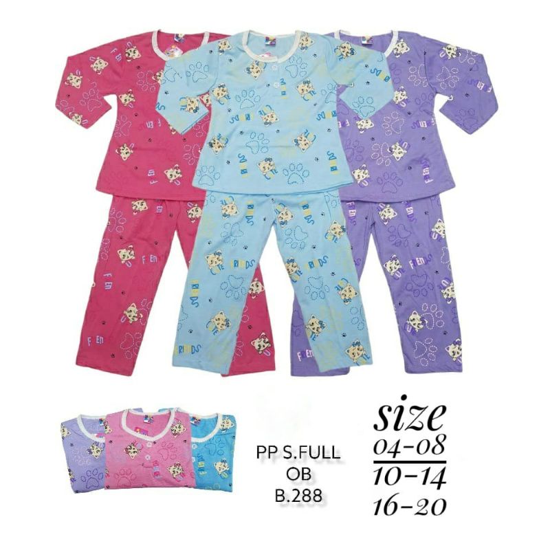 SETELAN BAJU TIDUR ANAK PEREMPUAN UMUR 2-6 TAHUN MOTIF CUTE FRIENDS