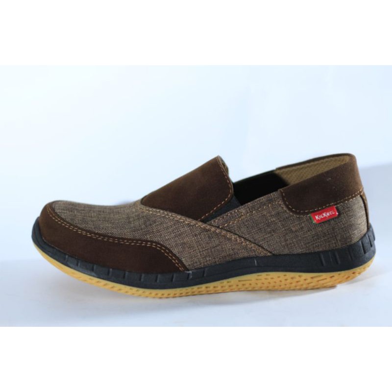 Sepatu Pria Kulit Premium Sintetis Slip On Kasual Cowok Kantoran Lentur Sol Karet Original Suede