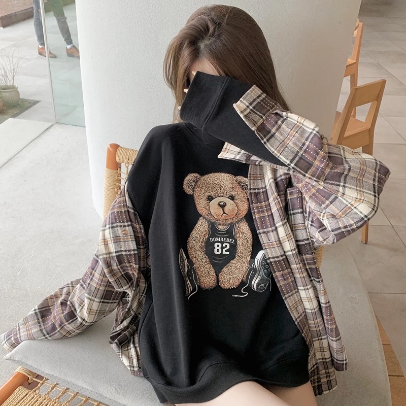 BEFAST - ZEC OOTD Wanita Sweater ANYA / FLEECE Sweater Oversize Dom Rebel Teddy Bear Sporty ( LD 116, PJ 60) / Swaater Motif Gambar / Sweater Remaja Kekiniaan / Terbaru 2022 / OOTD Wanita Trendy