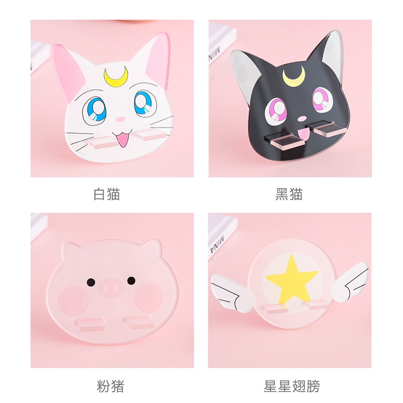 Stand Holder Bentuk Kucing Sailor Moon Bahan Akrilik Untuk Handphone Universal