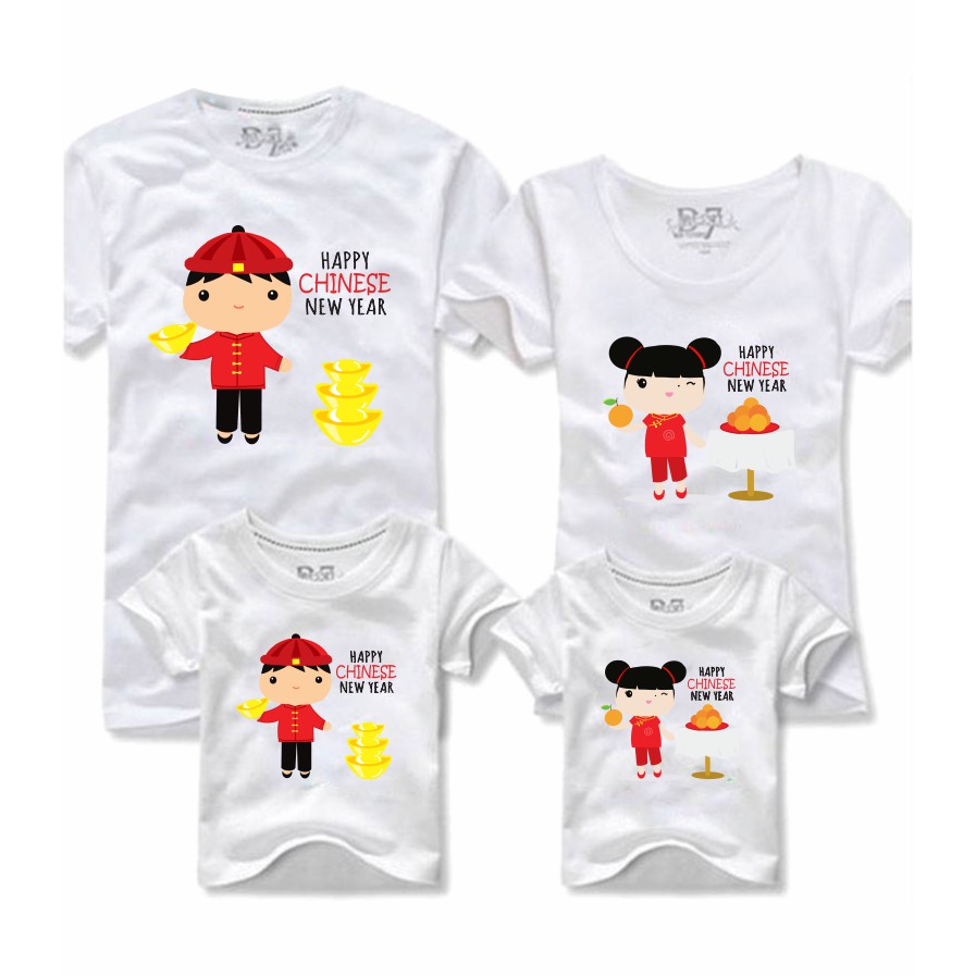 Baju Kaos Keluarga Family Couple Imlek Request Nama Happy CNY