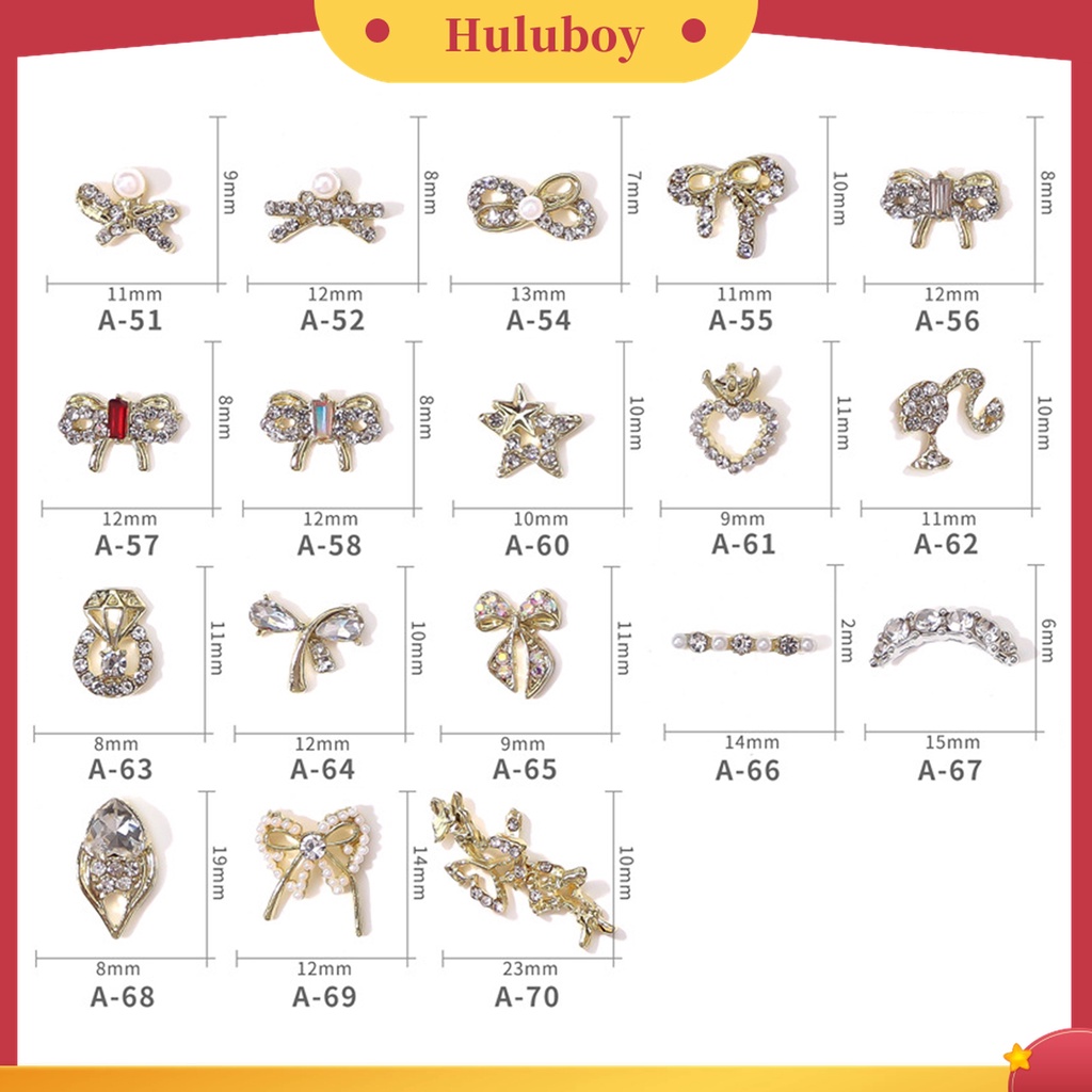 Huluboy Huluboy♡ 10 Pcs Ornamen Berlian Imitasi Bentuk Pita Hati Mutiara 3D Untuk Kerajinan Manicure Nail Art