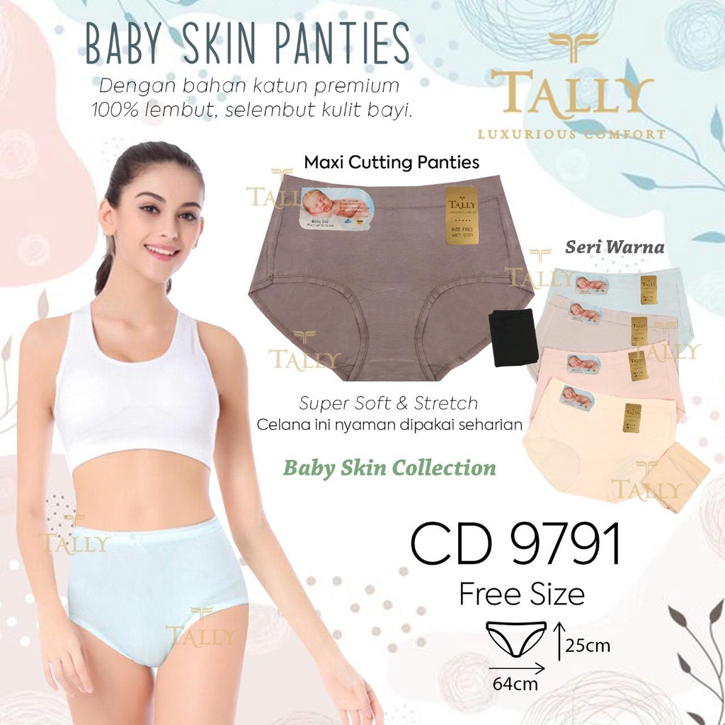 TALLY CD CELANA DALAM 9791 I FREE SIZE I FIT XXL I BAHAN BABY SKIN (SANGAT LEMBUT)