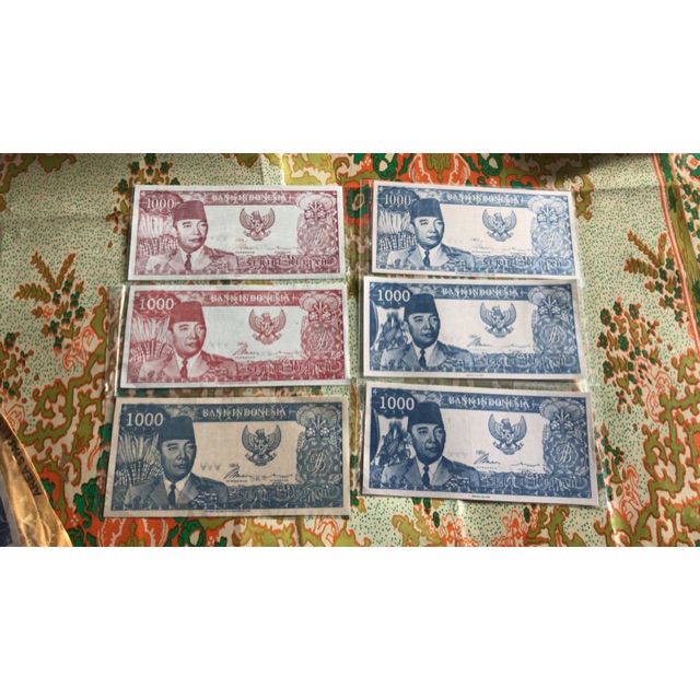 Uang Kuno 1000 Rupiah Soekarno 6 Lembar Lot 39