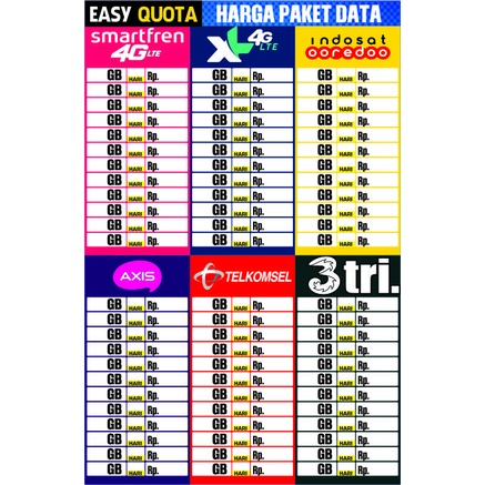 

Poster Kertas Daftar Harga Paket Data Konter Pulsa