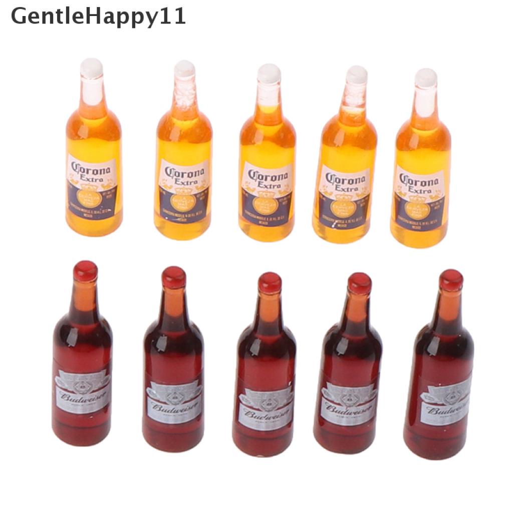 Gentlehappy 10pcs / Set Mainan Miniatur Botol Wine / Bir Skala 1: 12 Untuk Aksesoris Rumah Boneka