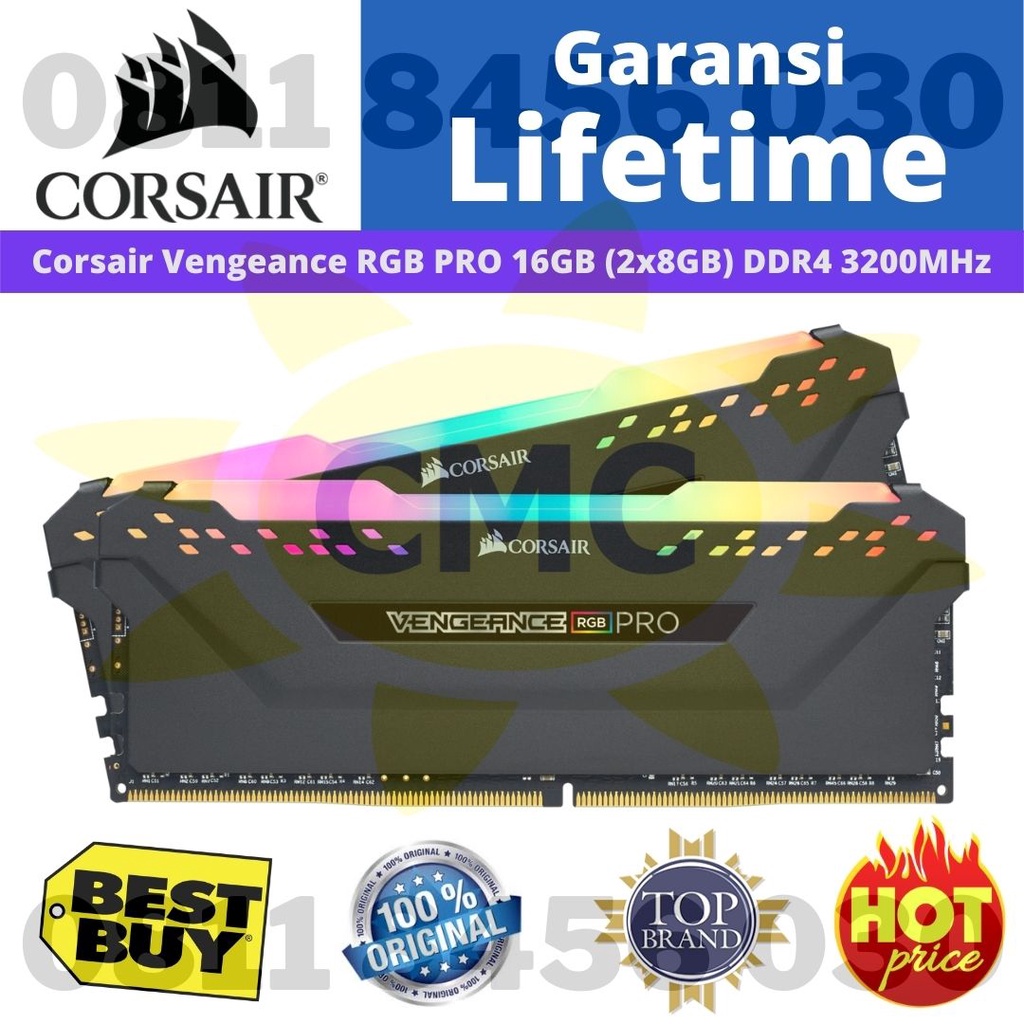 Corsair DDR4 Vengeance RGB Pro PC25600 16GB 3200MHz CMW16GX4M2C3200C16