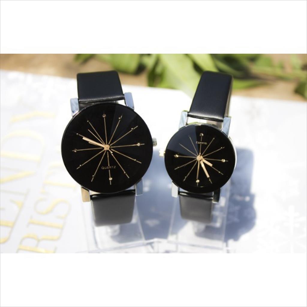 YA 146 - Couple Pria dan Wanita Stainless Steel Quartz Gelangan Kulit