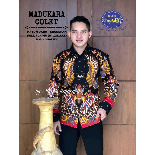 Batik Pria MADUKARA COLET Asli Katun Cabut Sragenan Full Furing Murah