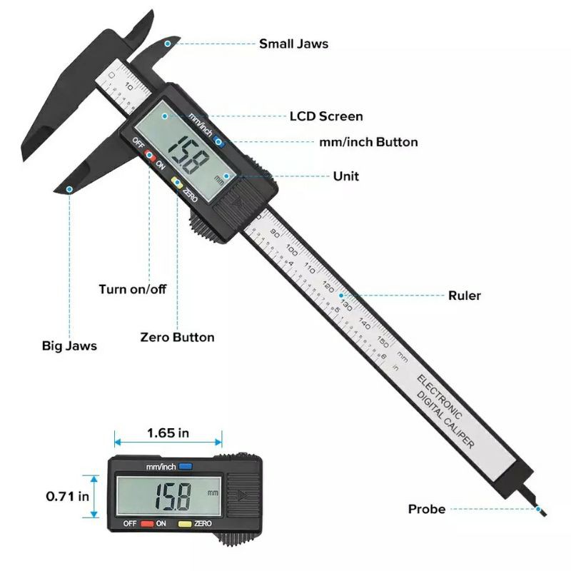 LCD Digital Elektronik Jangka Sorong Vernier Caliper Gauge Micrometer Alat Ukur Digital