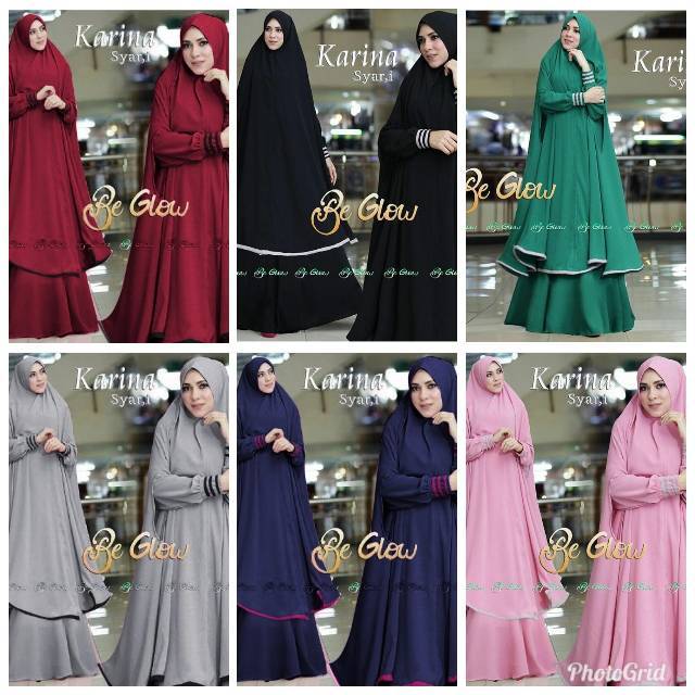 TOTOTAshop.KARINA SYARI'I maxi tgn pjg busui,pinggang blkng karet+Bergo