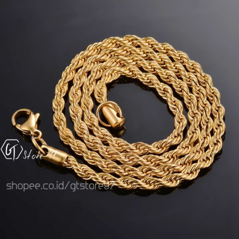 Kalung Titanium Pria Emas Anti Karat Kalung Titanium Rante Gold Titanium Kalung Rantai Cowok Cewek Wanita Cowo Cewe Kalung Stainless Steel Anti Pudar