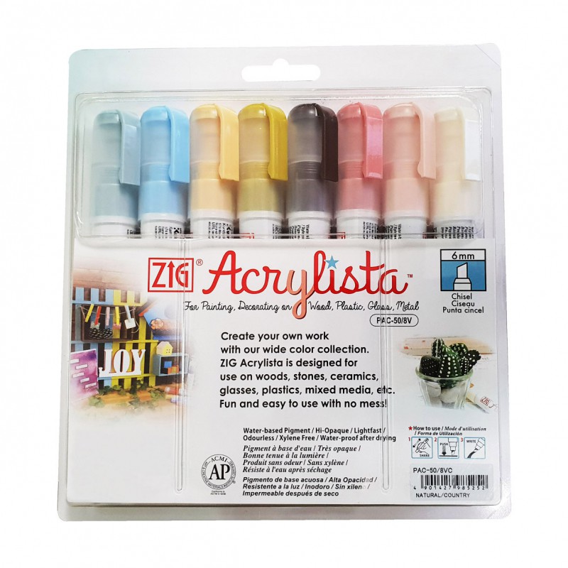 

ZIG KURETAKE ACRYLISTA CHISEL NATURAL COUNTRY PAC-50/8VC 8 COLOUR SET