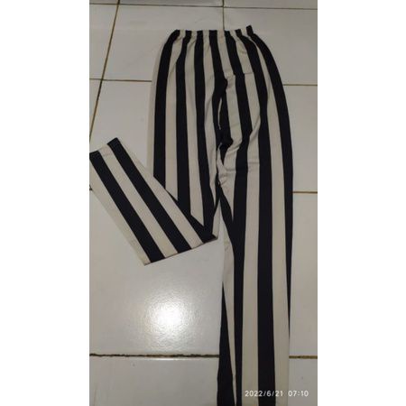 Legging salur celana panjang wanita leging garis-garis
