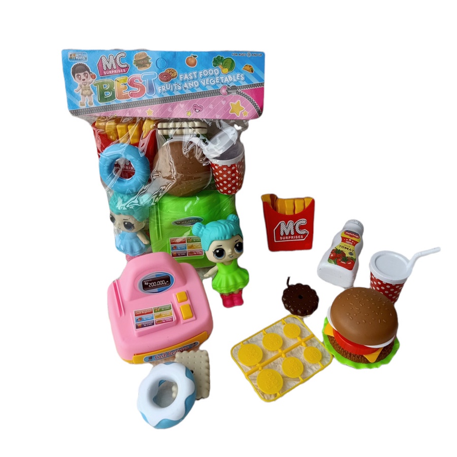 NEW PROMO Mainan Edukasi Anak Perempuan Supermarket / Mainan Snack Makanan Hamburger Kasir Kasiran MO 09/ Kado Mainan Anak Kolek Anak Murah Meriah  Kasir  Supermarket